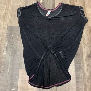 Free People FP Beach Keep Me Tee Heathered Grey Black Size XS